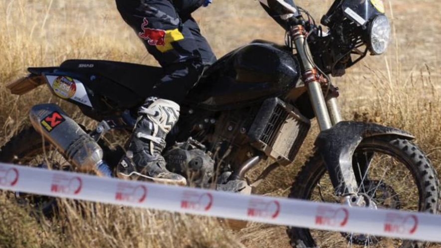 CS Santosh riding what is thought to be a Himalayan 450 Rally Edition
